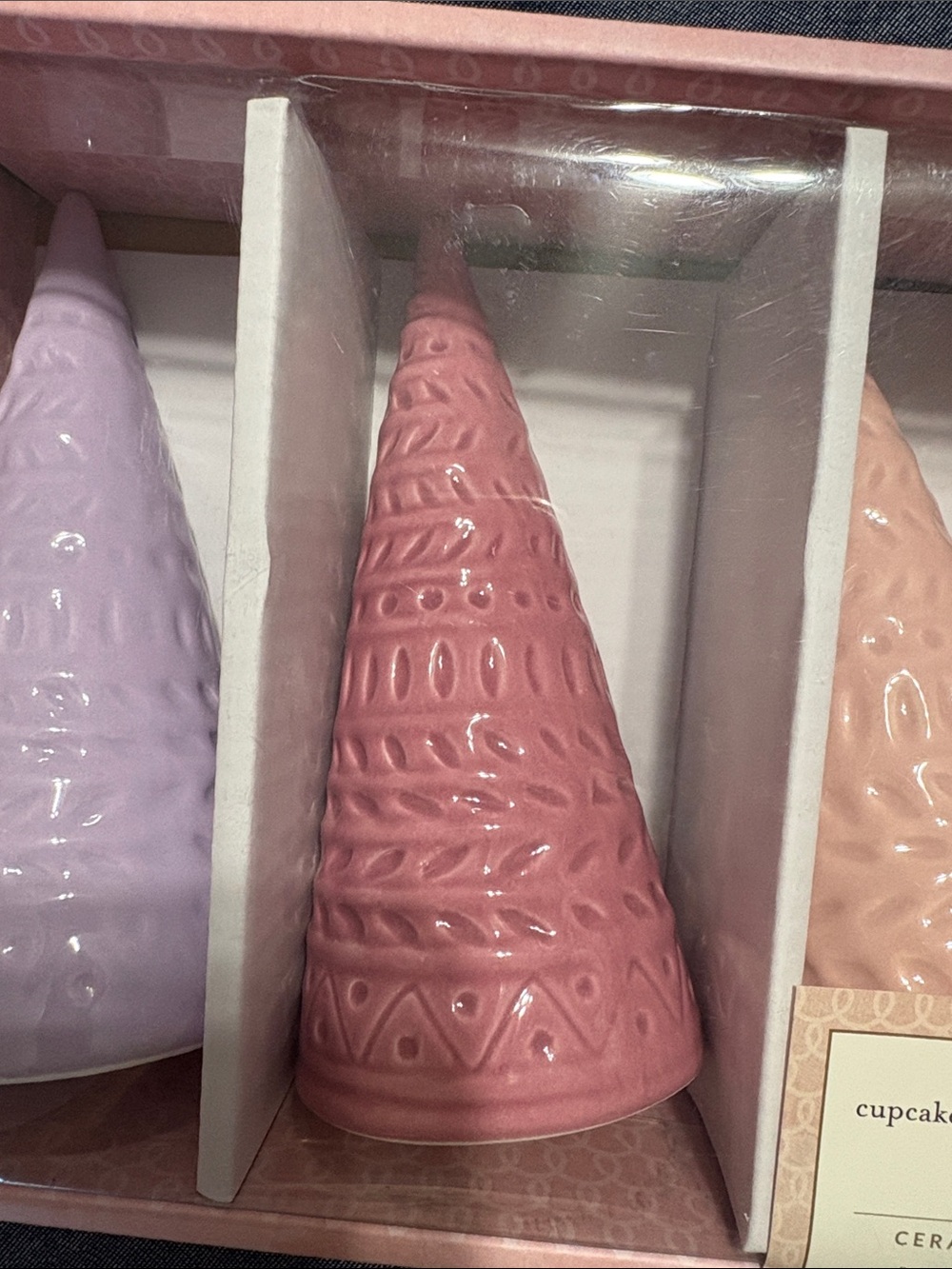 cupcakes & cashmere Pink, Mauve & Blush Ceramic Tree Set - Holiday Decor - Picture 3 of 4